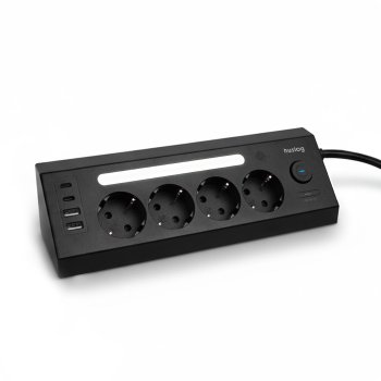 Huslog pagarinātājs ar USB C, 4 ligzdām un LED naktslampu