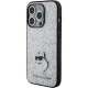Чехол Karl Lagerfeld Glitter Choupette Logo для iPhone 15 Pro, серебристый