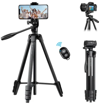 Video Tripod K&F Concept S174A1 with Phone Holder and Remote, Black