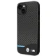 BMW iPhone 14 Plus vāciņš Leather Carbon, melns
