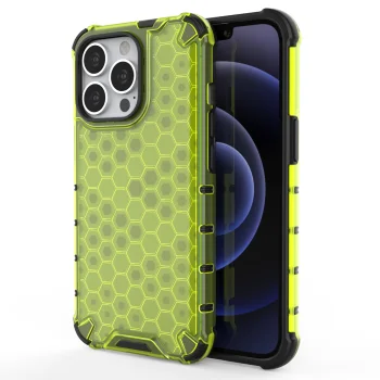 Phone Case for iPhone 13 Pro Honeycomb Armor Cover with TPU Bumper, Green