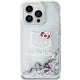 Чехол Hello Kitty для iPhone 15 Pro Liquid Glitter Charms Kitty Head, серебристый
