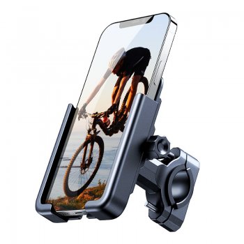 Wozinsky Metāla Alumīnija Telefona Velo Turētājs, Melns | Aluminum Phone Bike Mount Holder for Handlebar