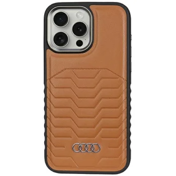 Audi iPhone 15 Pro Max Case Synthetic Leather MagSafe, Brown