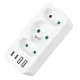 Rozetes sadalītājs Maclean MCE248 F/W, 3 ligzdas, 2x USB-A, 2x USB-C PD 20W, balts