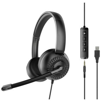 Speedlink METIS USB Stereo Headset 3.5mm ar USB skaņas karti, Melnas