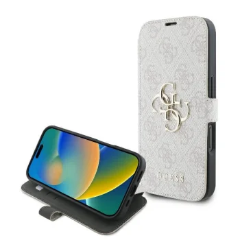 Apple iPhone 16 Plus 6.7" Guess 4G Metal Logo Book Case Cover, Pink | Чехол для Телефона Кабура...