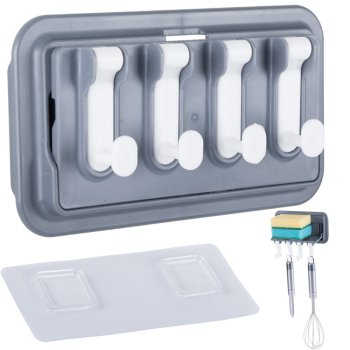 Daudzfunkcionāls sienas organizators ar salokāmu plauktu un 4 āķiem