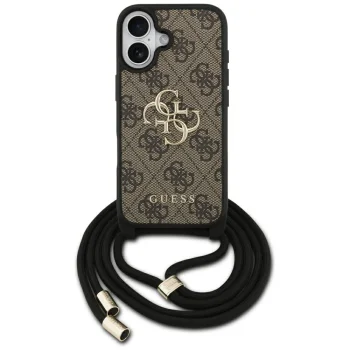 Чехол Guess 4G Big Logo Cord Strap Crossbody для iPhone 17, коричневый