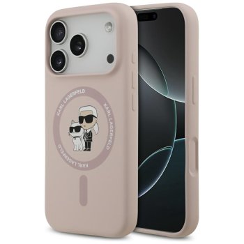 Силиконовый чехол Karl Lagerfeld Karl&Choupette Ring MagSafe для iPhone 17 Pro - розовый