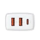 Baseus Compact 2xUSB + Type C Portable Wall Charger Adapter 30W, White | Адаптер Зарядное...