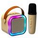 Pārnēsājams karaoke komplekts ar Bluetooth skaļruni un mikrofonu, LED, bēšs