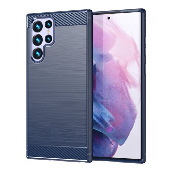 Hurtel Carbon Silicone Case for Samsung Galaxy S23 Ultra Blue