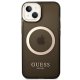 Guess iPhone 14 Plus vāciņš Gold Outline Translucent Melns