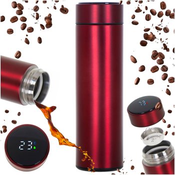 Viedā termokrūze ar LED temperatūras displeju 500 ml, bordo