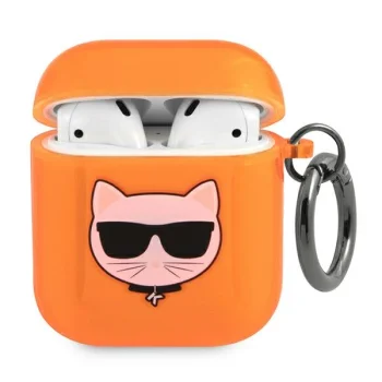 Чехол Karl Lagerfeld для AirPods 1 / 2 Choupette Head, оранжевый