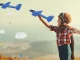 Foam glider plane for kids, lightweight throw airplane model, blue