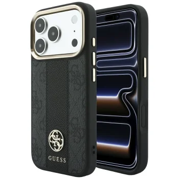 Guess 4G Stripe Round and Classic Logos MagSafe vāciņš priekš iPhone 17 Pro / 18 Pro, melns