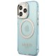 Чехол Guess Gold Outline Translucent MagSafe для iPhone 13 / 13 Pro - синий