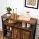 Leobert Chest of Drawers with Sliding Doors, Adjustable Shelves, Rustic Brown