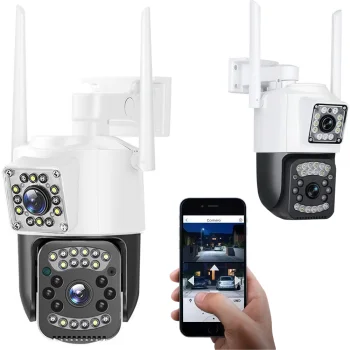 Уличная поворотная Wi-Fi IP-камера с двумя объективами и датчиком...