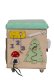 Educational Toy Wooden Manipulation Sensory Cube-Pouf on Wheels with Storage Space Busy Board