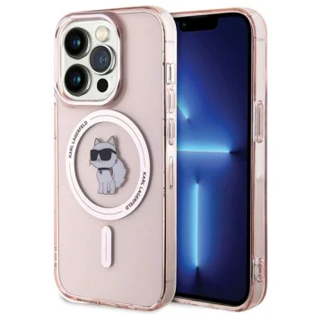 Karl Lagerfeld iPhone 15 Pro Max vāciņš IML Choupette MagSafe, rozā