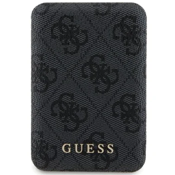 Guess 4G Leather Metal Logo MagSafe Ārējais Akumulators 5000mAh 15W, Melns