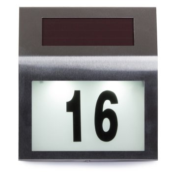 Solar Powered LED House Number Light, Stainless Steel