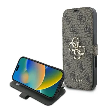 Apple iPhone 16 Pro 6.3" Guess 4G Metal Logo Book Case Cover, Brown | Telefona Vāciņš Maciņš Apvalks Grāmatiņa