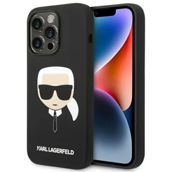 Karl Lagerfeld Silicone Karl's Head vāciņš iPhone 14 Pro Max, melns