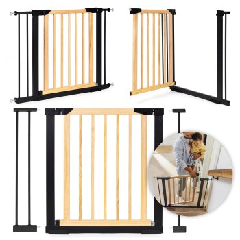Ecotoys SF-011-BC Safety Gate for Stairs and Doors, 74-100 cm, Wood/Metal