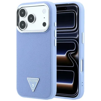 Чехол Guess Grained Triangle Logo MagSafe для iPhone 18 Pro Max / 17 Pro Max, синий