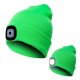 Uzlādējama ziemas cepure ar LED lukturi, zaļa