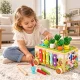 ECOTOYS koka izglītojošais kubs Varde 8in1 ar ratiņiem, ksilofonu un magnētisko spēli