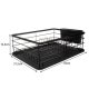 Ruhhy 21992 Dish Drainer with Drip Tray and Cutlery Holder, Black