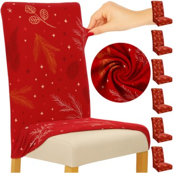 Ruhhy Christmas Chair Covers, 6 pcs, Red