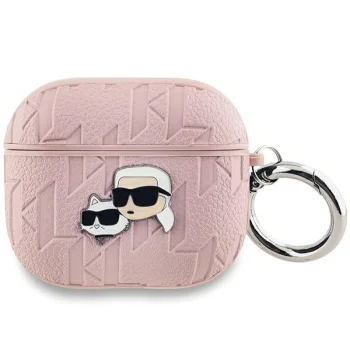 Чехол Karl Lagerfeld для AirPods 3 Monogram Karl & Choupette Head, розовый