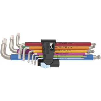 Wera 3950/9 Hex-Plus Multicolour Imperial Stainless 1 sešstūra atslēgu komplekts, 9 gab.