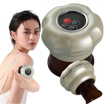 Electric Cupping Massager with Heat & 12 Suction Levels for Pain Relief, Grey