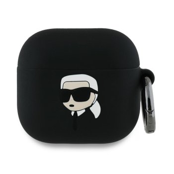 Karl Lagerfeld Silicone Karl Head 3D maciņš AirPods 4, Melns