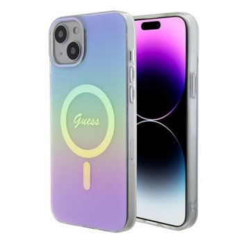 Guess IML Iridescent MagSafe apvalks iPhone 15 Plus - violets | case for purple