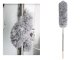 Teleskopiskā putekļu slotiņa ar pagarināmu kātu līdz 280 cm, pelēka