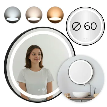 ModernHome apaļš vannas istabas LED spogulis, 60 cm, Anti-Fog
