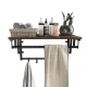 Industrial Wall Mounted Coat Rack with Shelf and Hanging Rail for Entryway, Rustic Brown