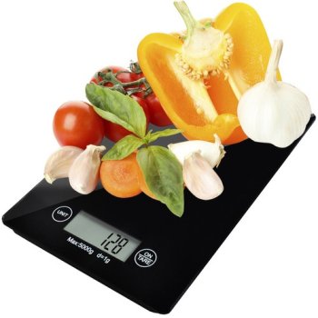 Ruhhy 24211 Flat Digital Kitchen Scale, 5kg Food Scale, Black