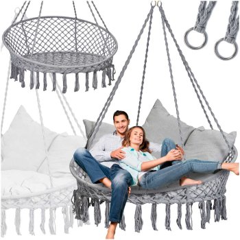 XXL stork nest swing with backrest 120×140×140 cm grey