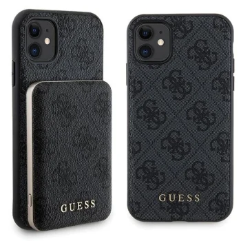 Apple iPhone 11 6.1'' Guess 4G Metal Logo + 5000mAh MagSafe Power Bank Case Cover, Black | Чехол Кейс...