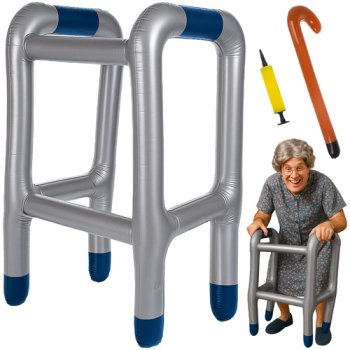 Inflatable Walker and Cane Set Ruhhy 26291, Funny Costume Party Prop