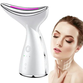 Kakla un sejas EMS ultraskaņas masieris, 3-in-1, balts